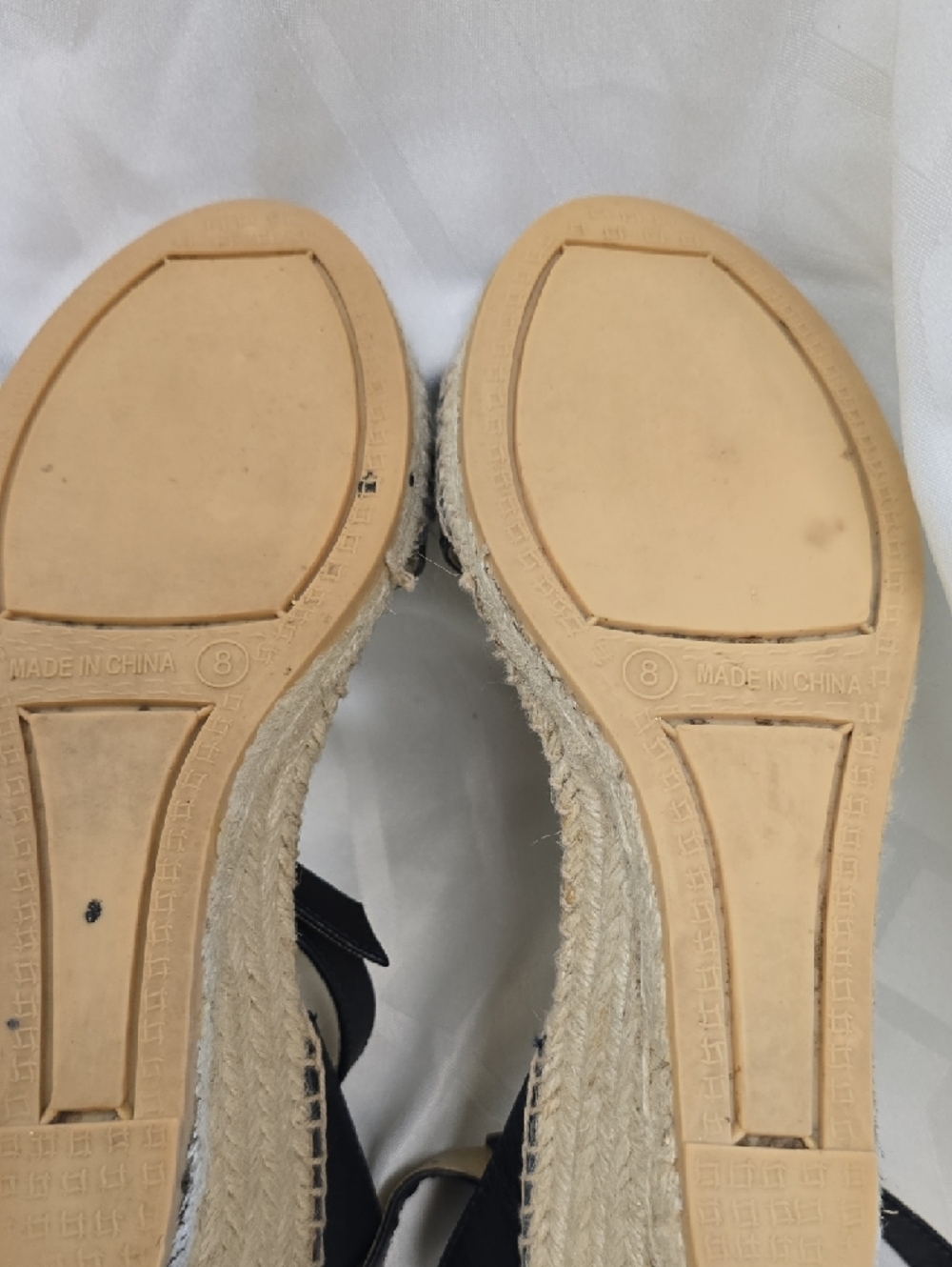 Talbots Indigo Navy Leather Espadrille Wedge Sandals with Ankle Strap - Picture 6 of 12